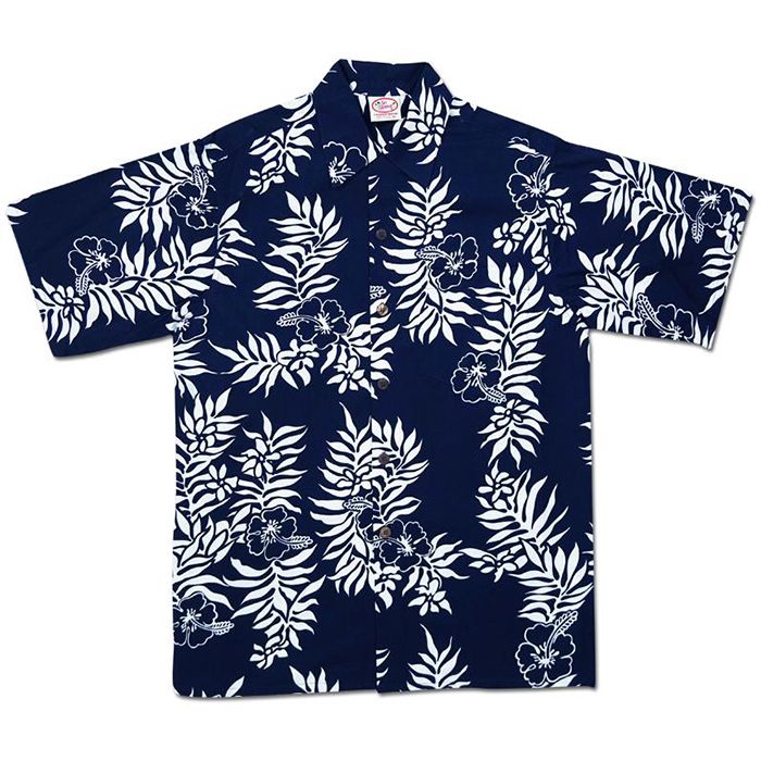 Mini Tahitian (Navy/White) Hawaiian Shirts