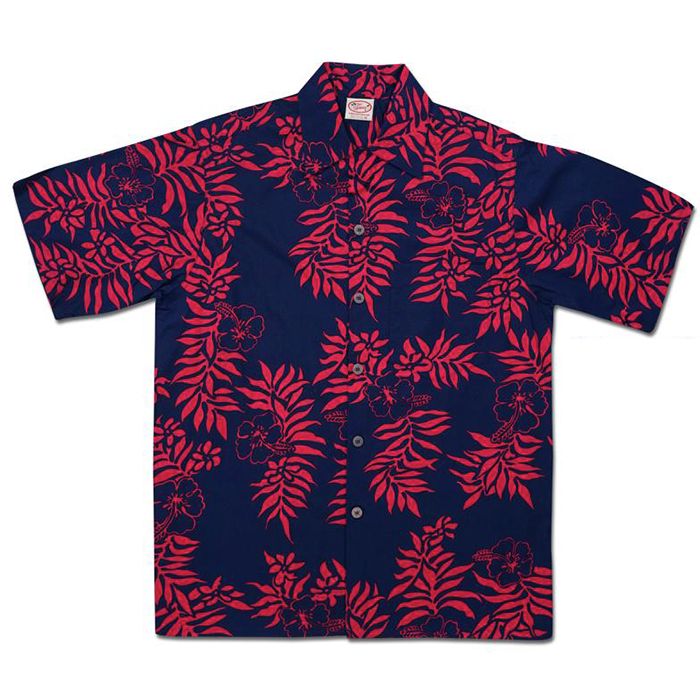 Mini Tahitian (Navy/Red) Hawaiian Shirts