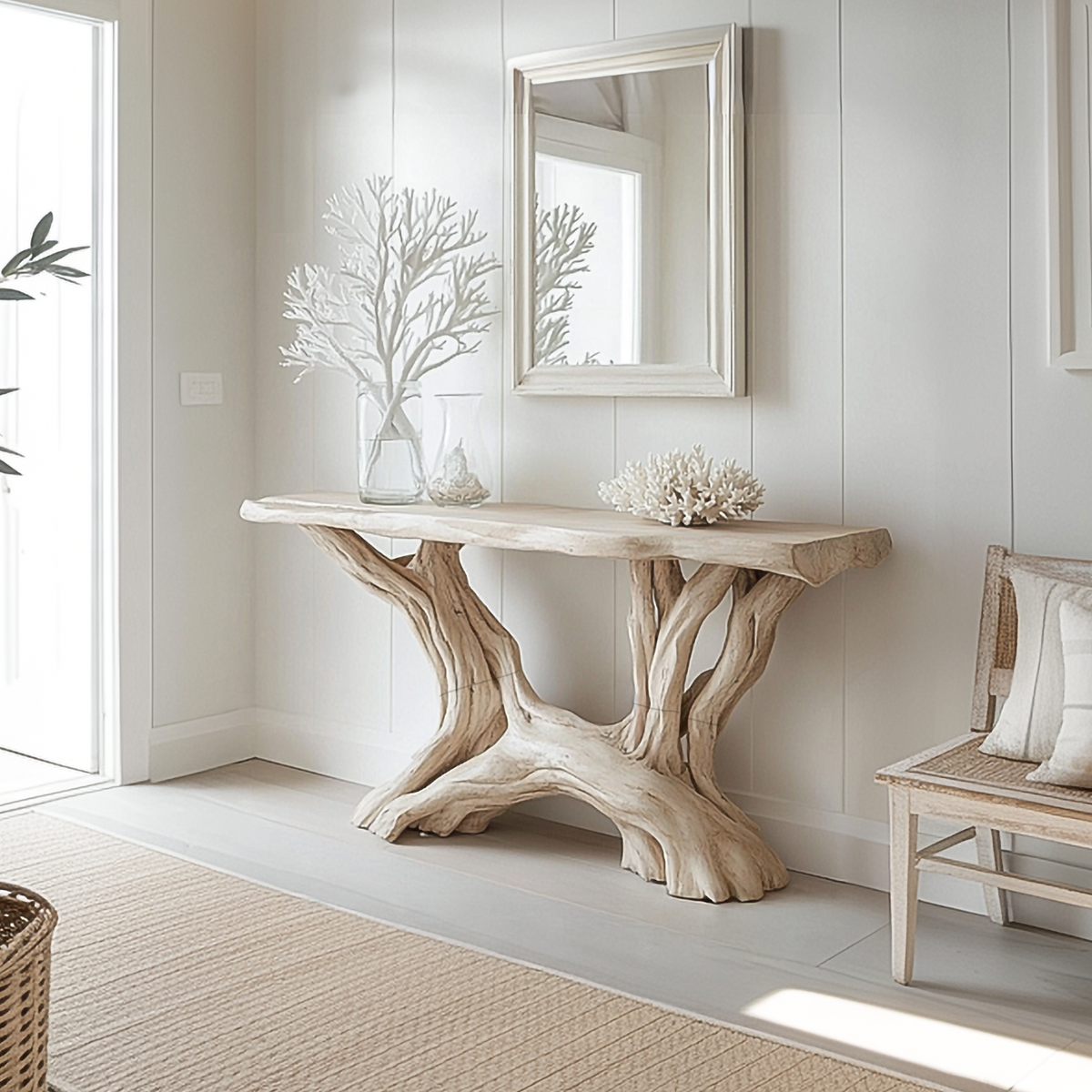 Coastal Rustic Organic Console Table Living Room And Entryway - view 2