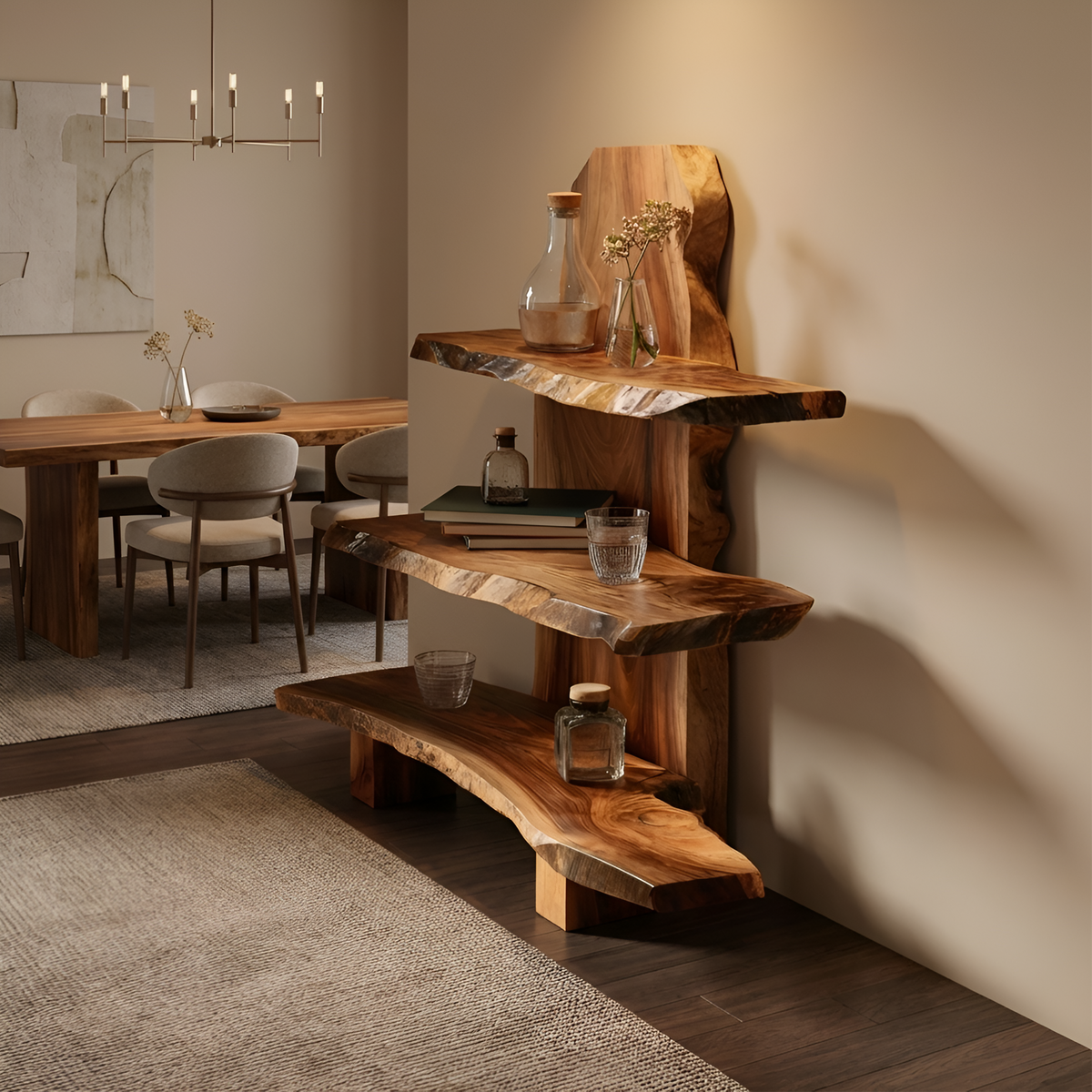 Contemporary Handmade Spice Shelf For Kitchen Storage And Decor