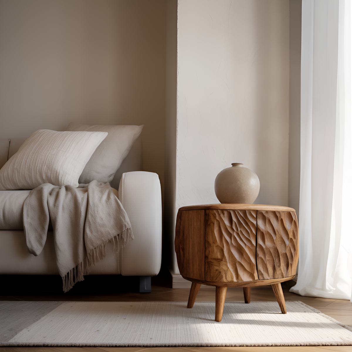 Artistic Carved Side Table For Living Room