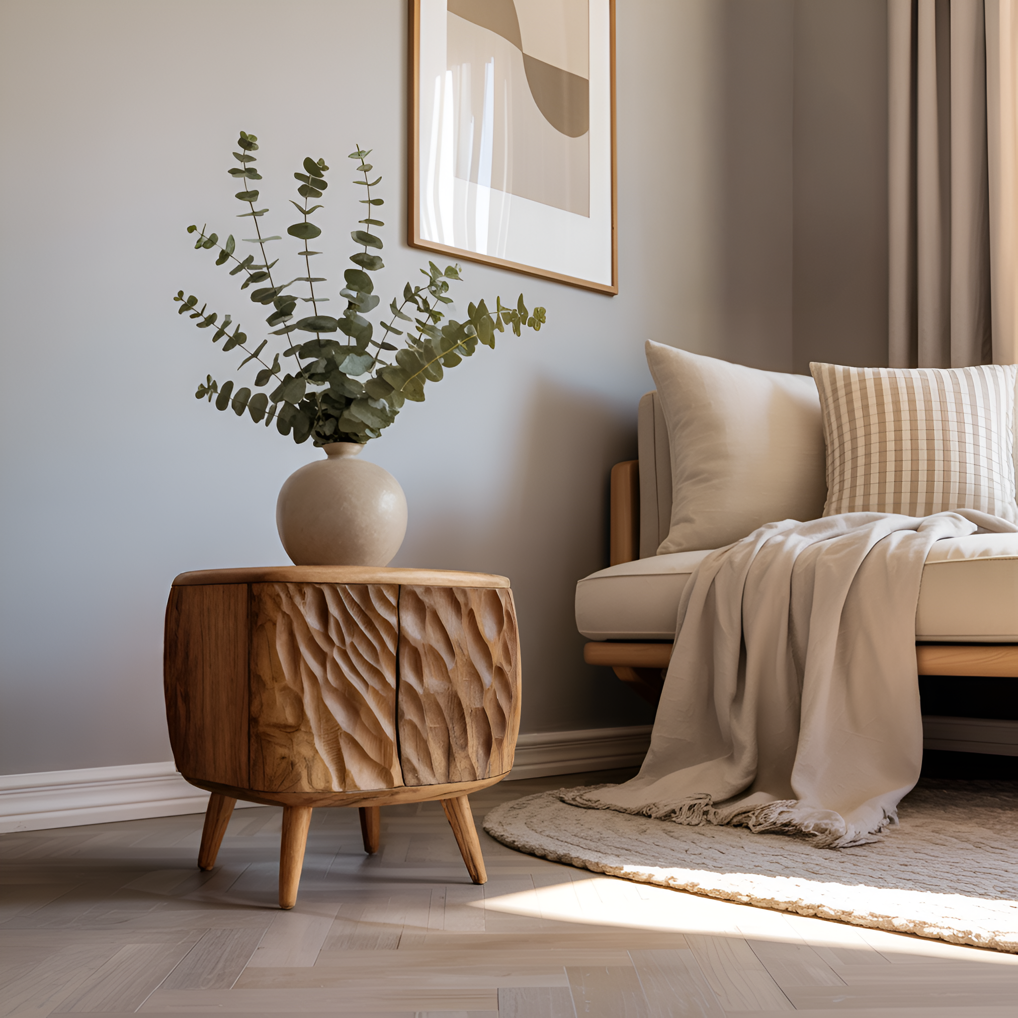 Artistic Carved Side Table For Living Room