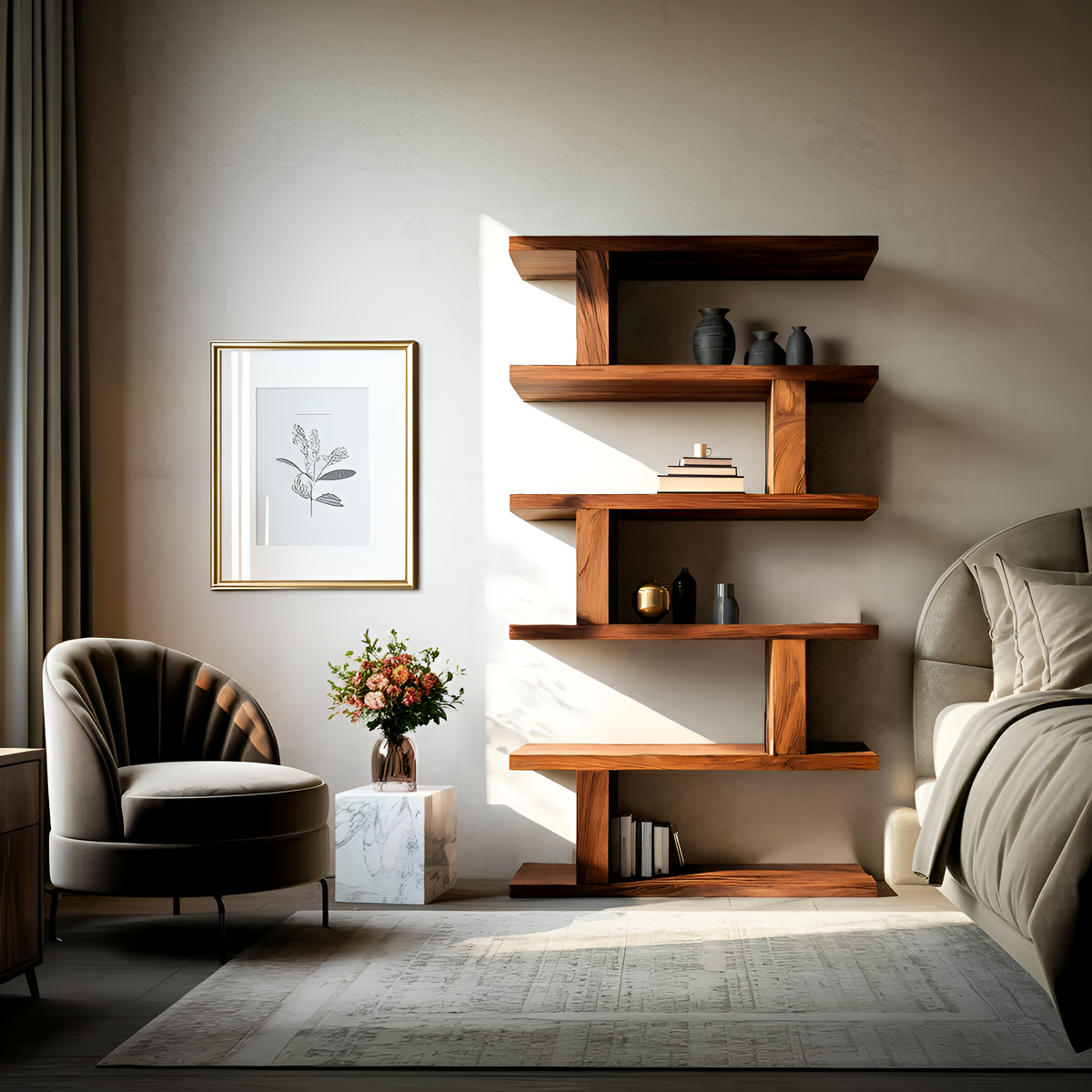 Contemporary Bookshelf With Clean Lines For Living Room