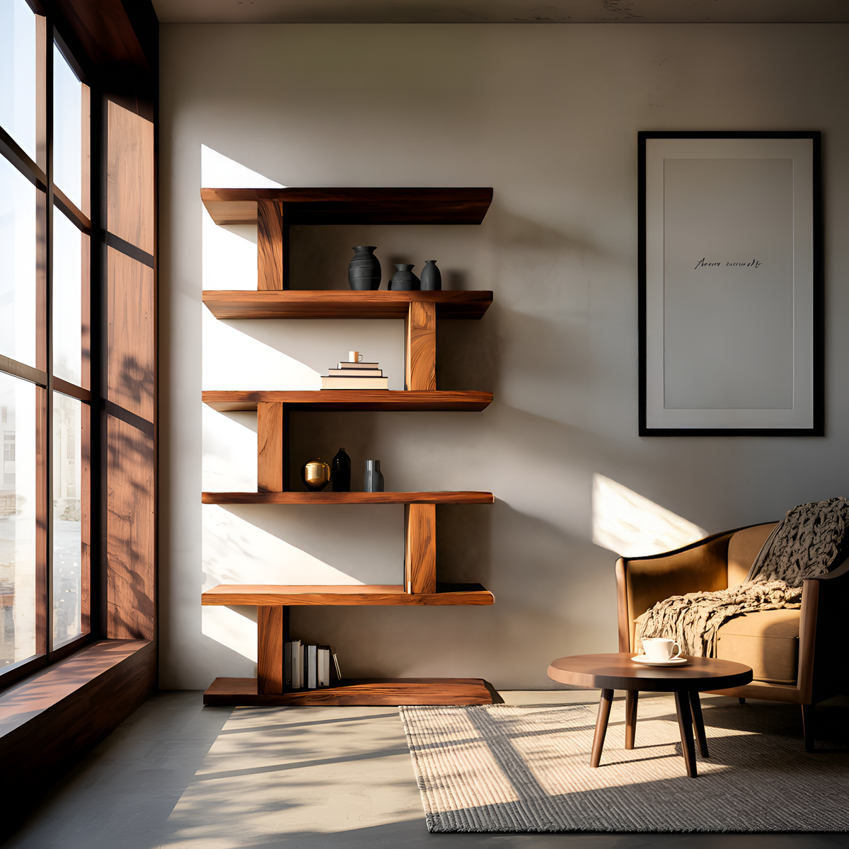 Contemporary Bookshelf With Clean Lines For Living Room