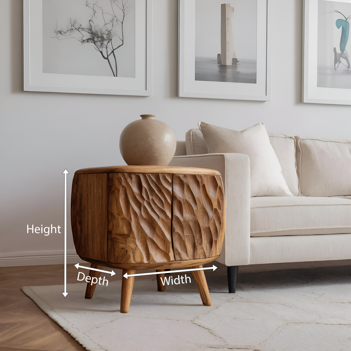 Artistic Carved Side Table For Living Room