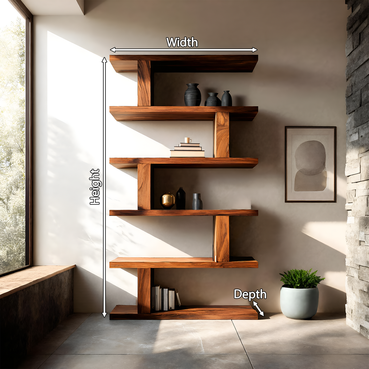 Contemporary Bookshelf With Clean Lines For Living Room