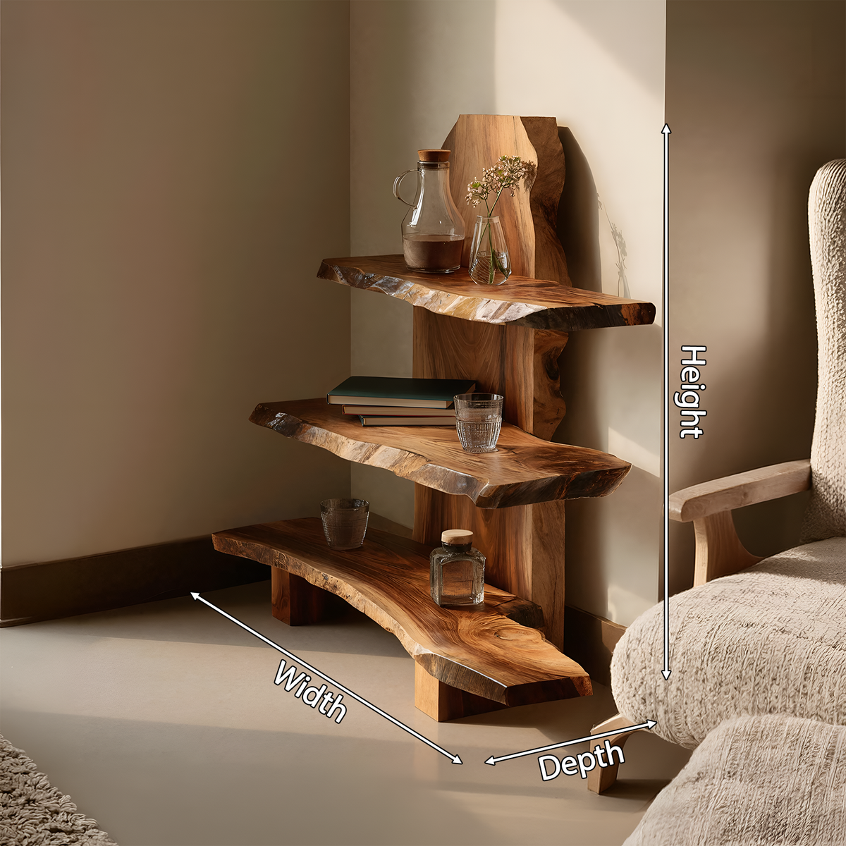 Contemporary Handmade Spice Shelf For Kitchen Storage And Decor