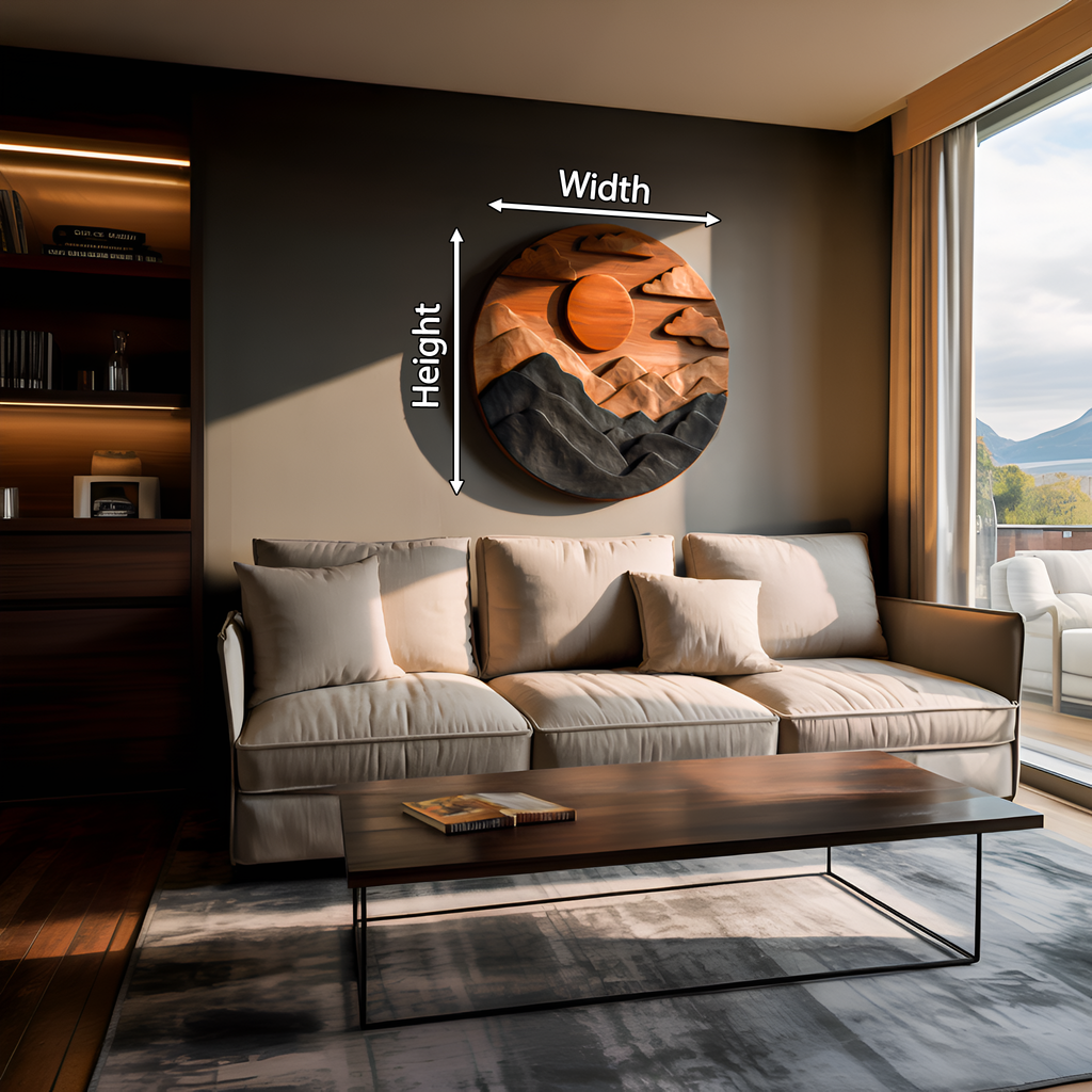 Artistic Mountain Sun Wall Panel For Living Room