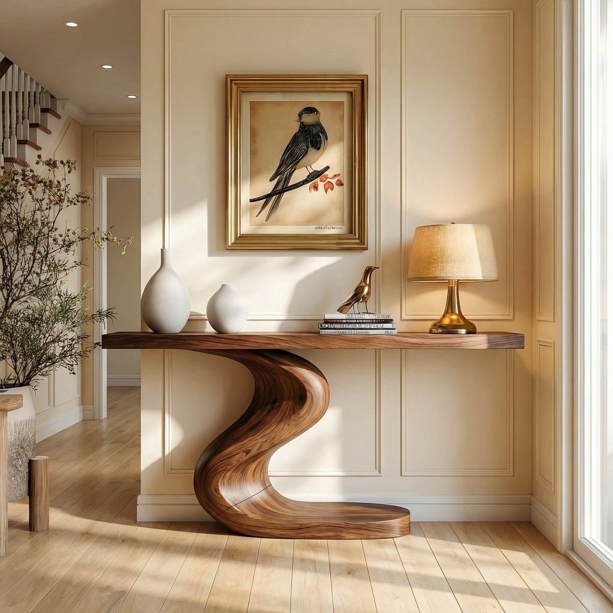Artistic Flowing Base Console Table Entryway Hallway Living Room - view 3
