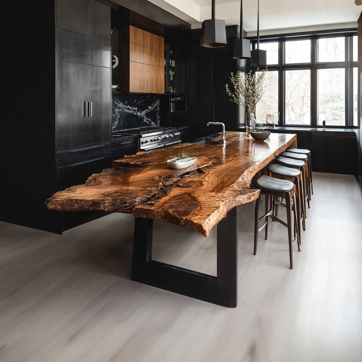 Dark Modern Kitchen Island Kitchen Or Chef Studio - view 3