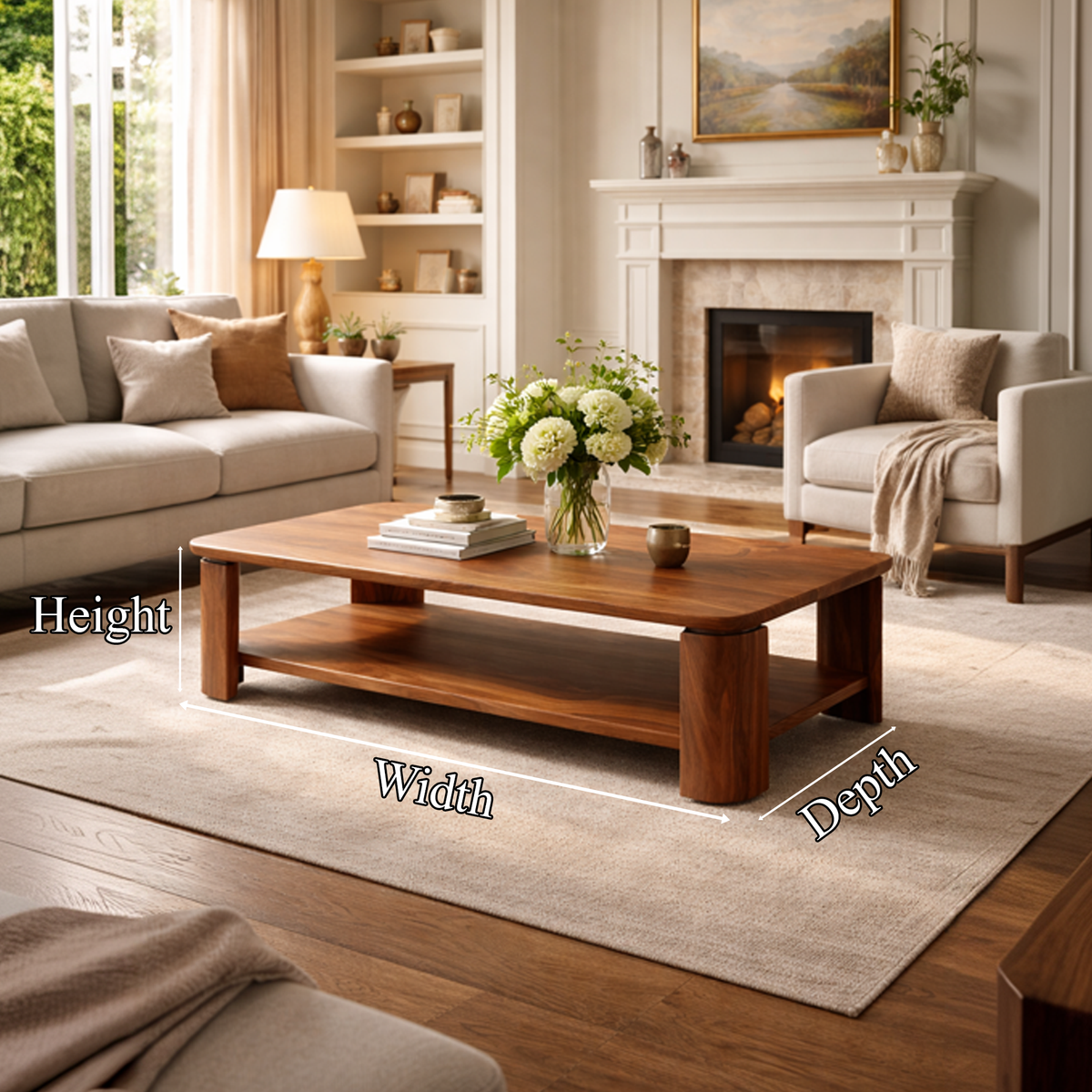Classic Contemporary Solid Wood Coffee Table Timeless Living Room Interior - view 4
