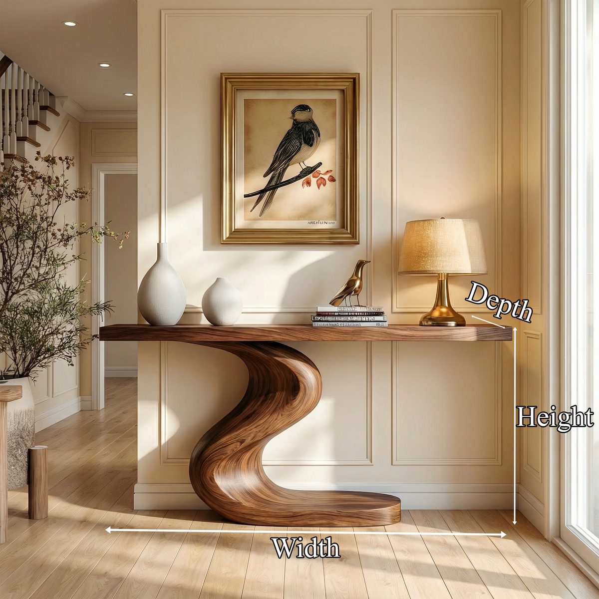 Artistic Flowing Base Console Table Entryway Hallway Living Room - view 6