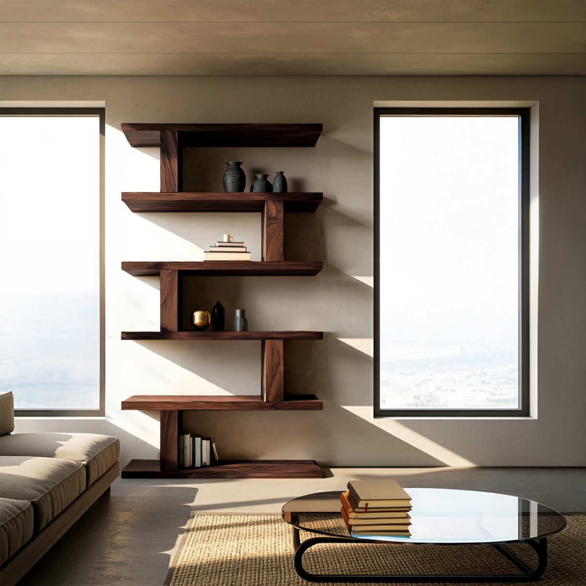 Contemporary Bookshelf With Clean Lines For Living Room