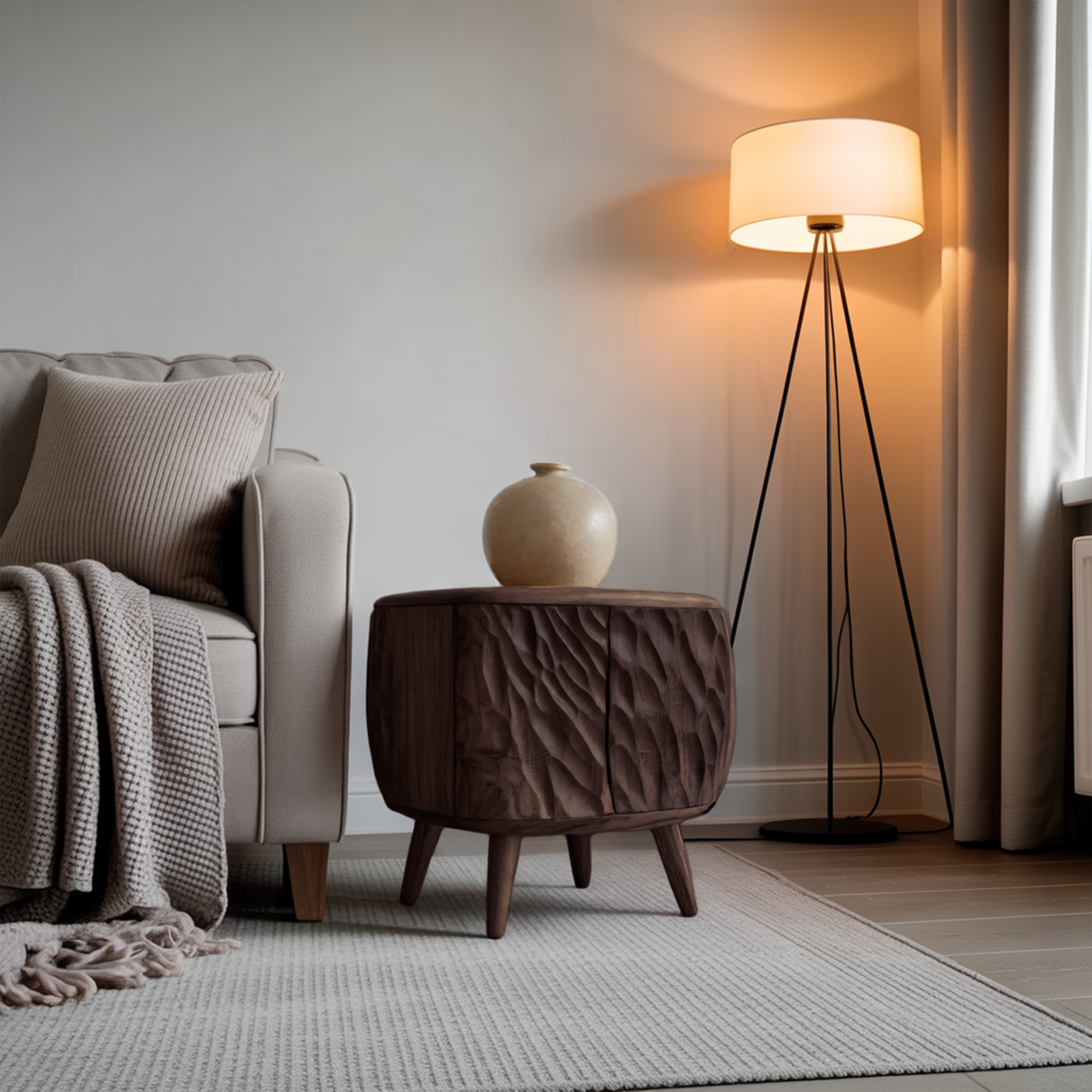 Artistic Carved Side Table For Living Room