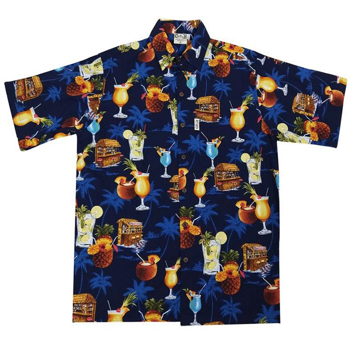 Barefoot Bar (Navy) Hawaiian Shirts