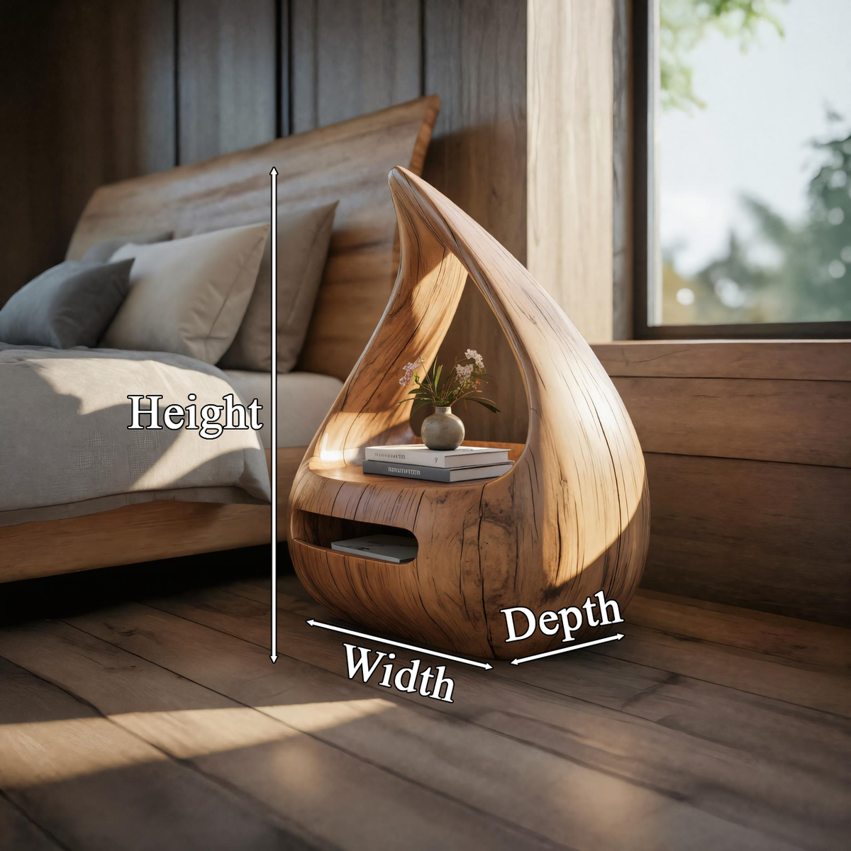 Artistic Teardrop Nightstand With Organic Design For Modern Bedroom - view 7
