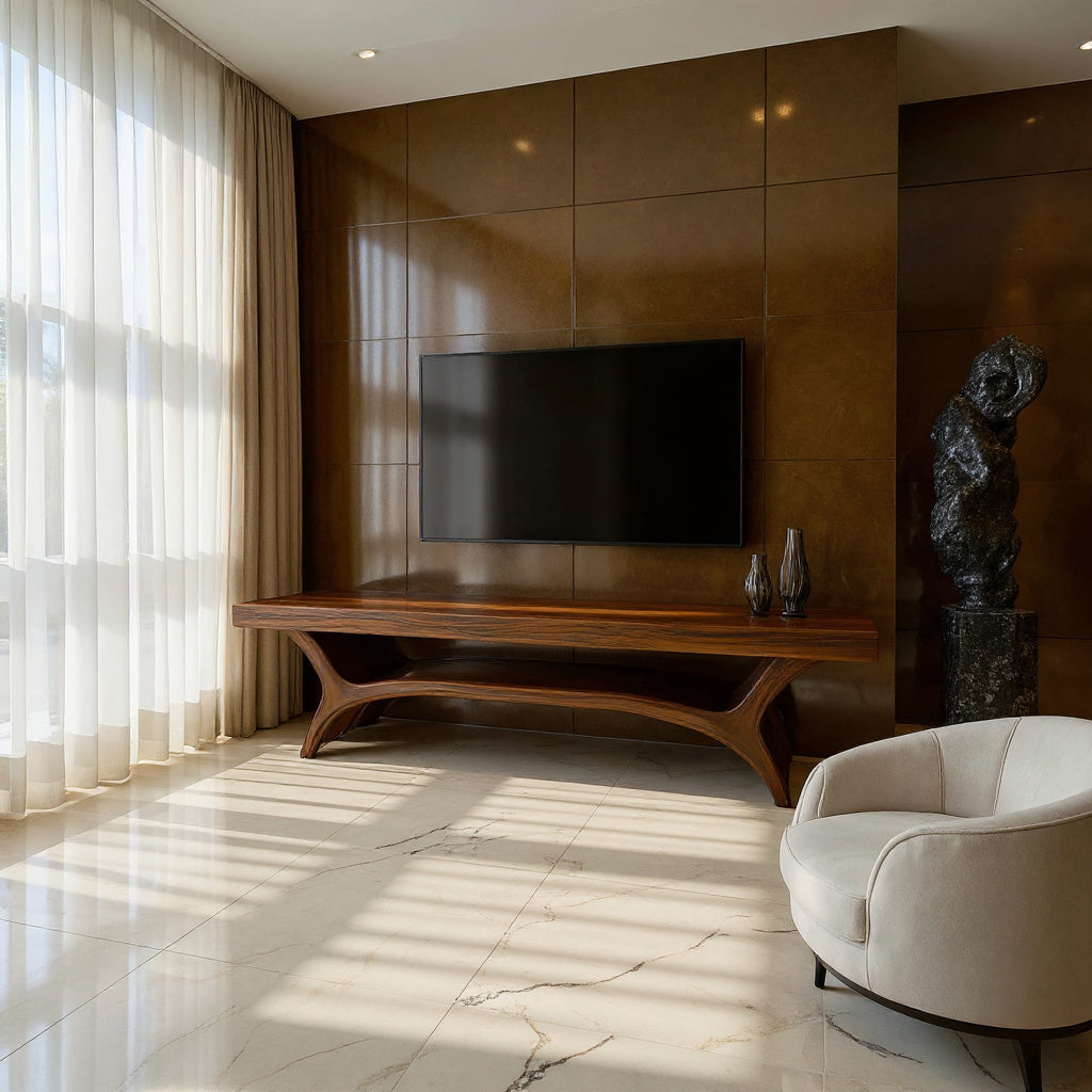 Architectural TV Stand With Shelf For Living Room
