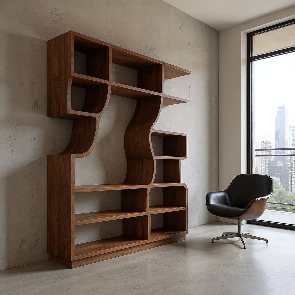 Artisan Carved Bookshelf For Modern Interior