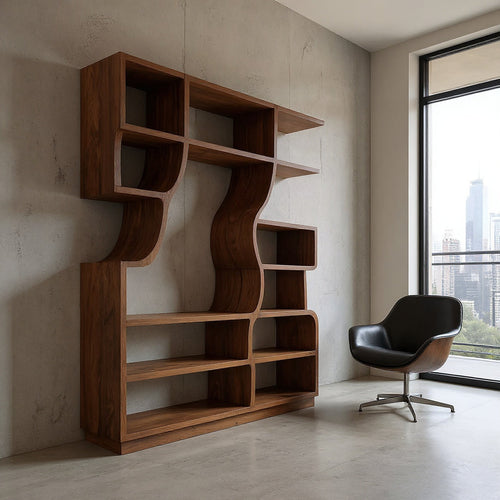 Artisan Carved Bookshelf For Modern Interior