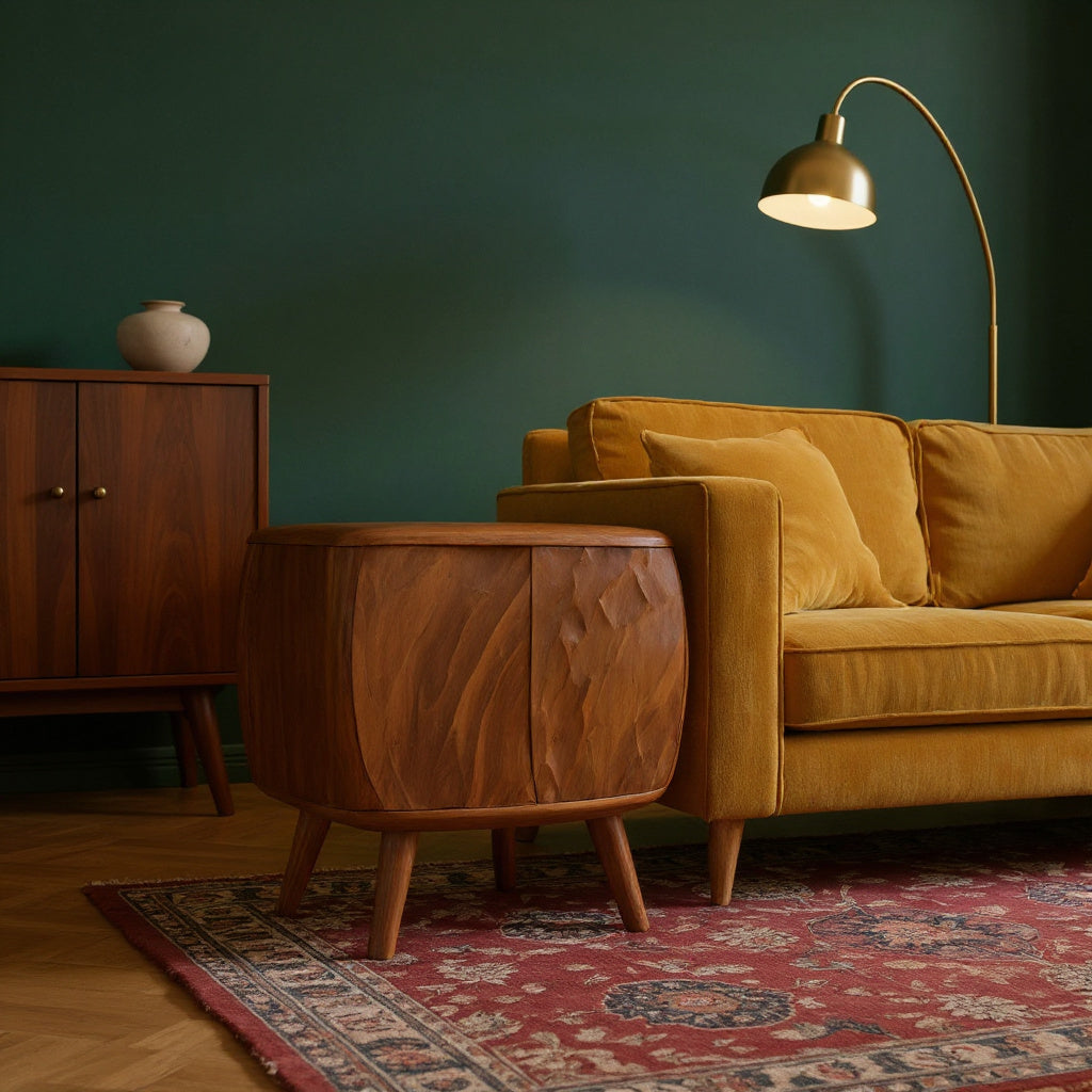 Artistic Carved Side Table For Living Room