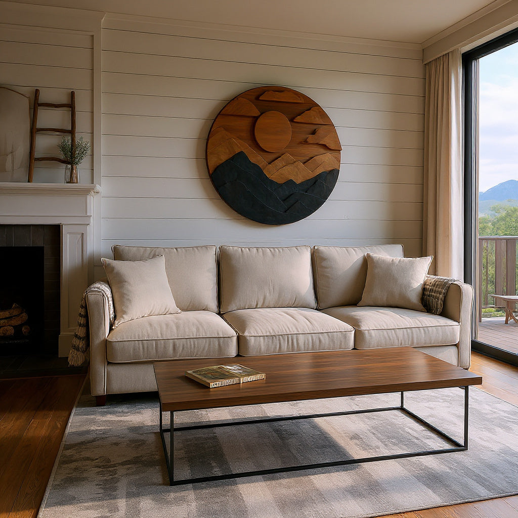 Artistic Mountain Sun Wall Panel For Living Room