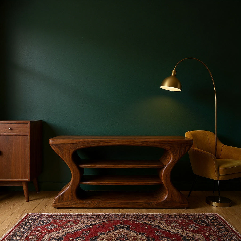 Artistic Natural Wood Console Table For Minimal Entry Interior