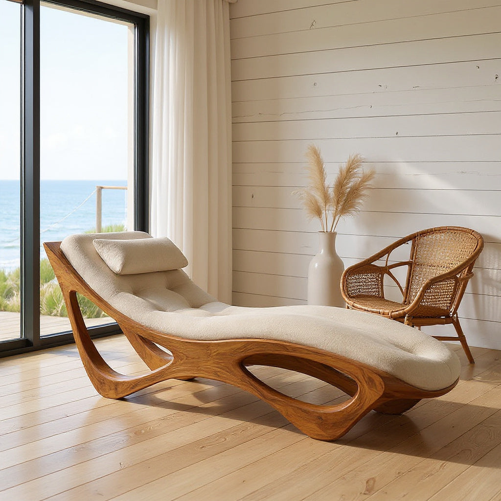 Artistic Natural Wood Lounge Chair For Relaxing Space