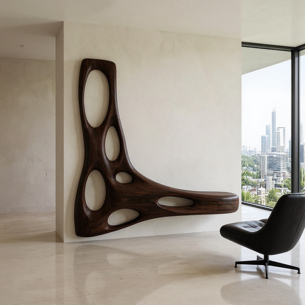 Artistic Organic Wall Mounted Media Console For Living Room