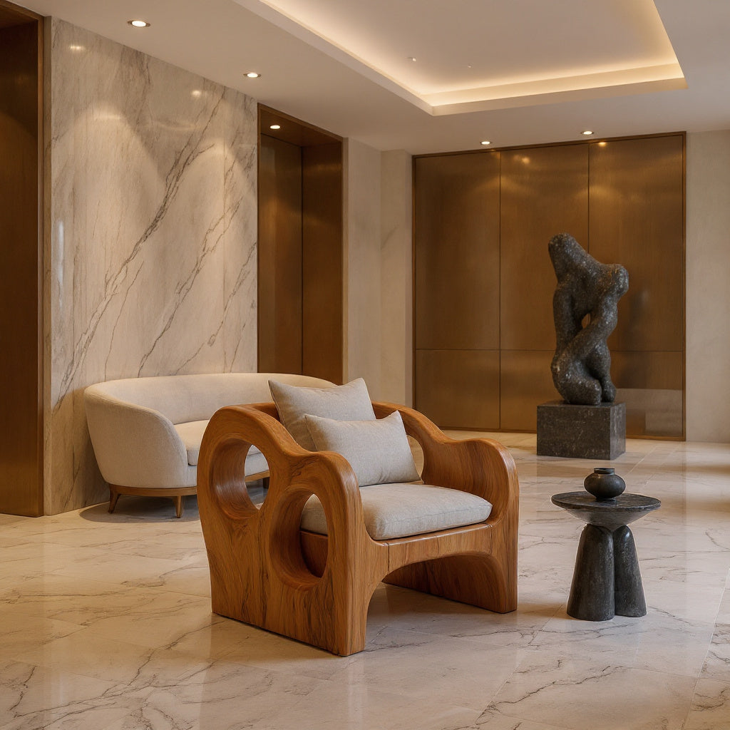 Artistic Sculpted Armchair For Living Room Or Lounge