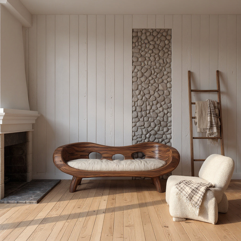 Artistic Sculptural Sofa With Curved Design For Living Room