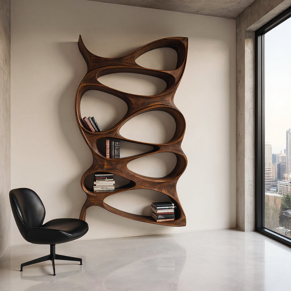 Artistic Sculptural Wall Mounted Bookshelf For Living Room