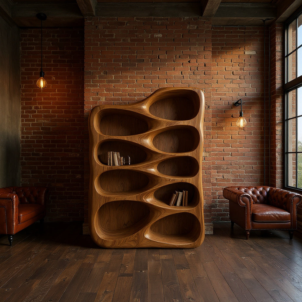 Artistic Sculptural Wooden Bookshelf For Home Storage