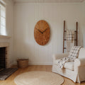 Artistic Wall Clock With Carved Oval Design For Office