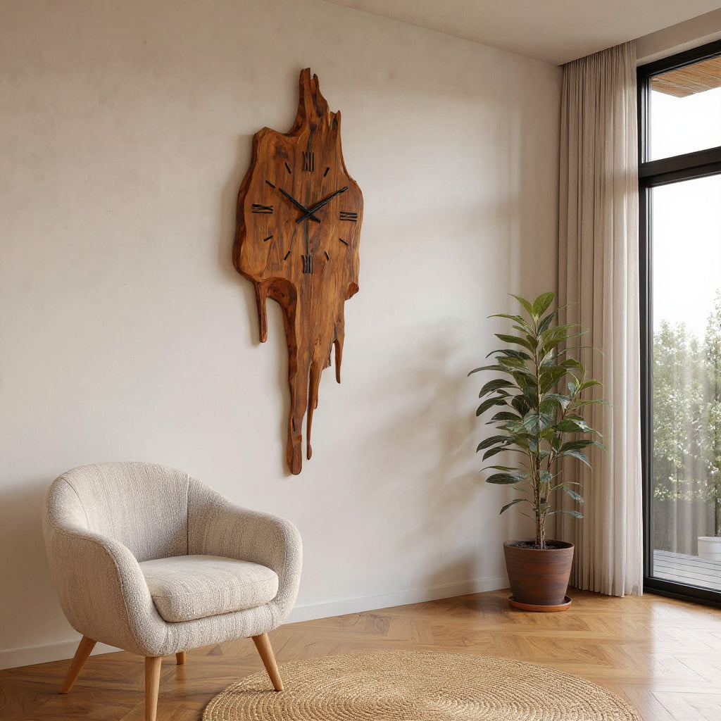 Artistic Wall Clock With Floating Edge For Living Room