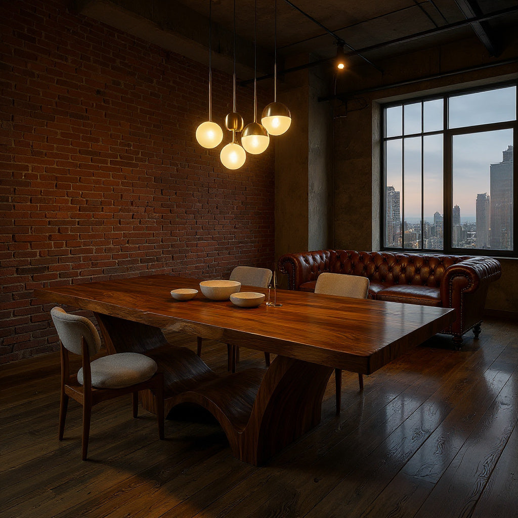 Artistic Wave Leg Wood Dining Table For Designer Dining Room