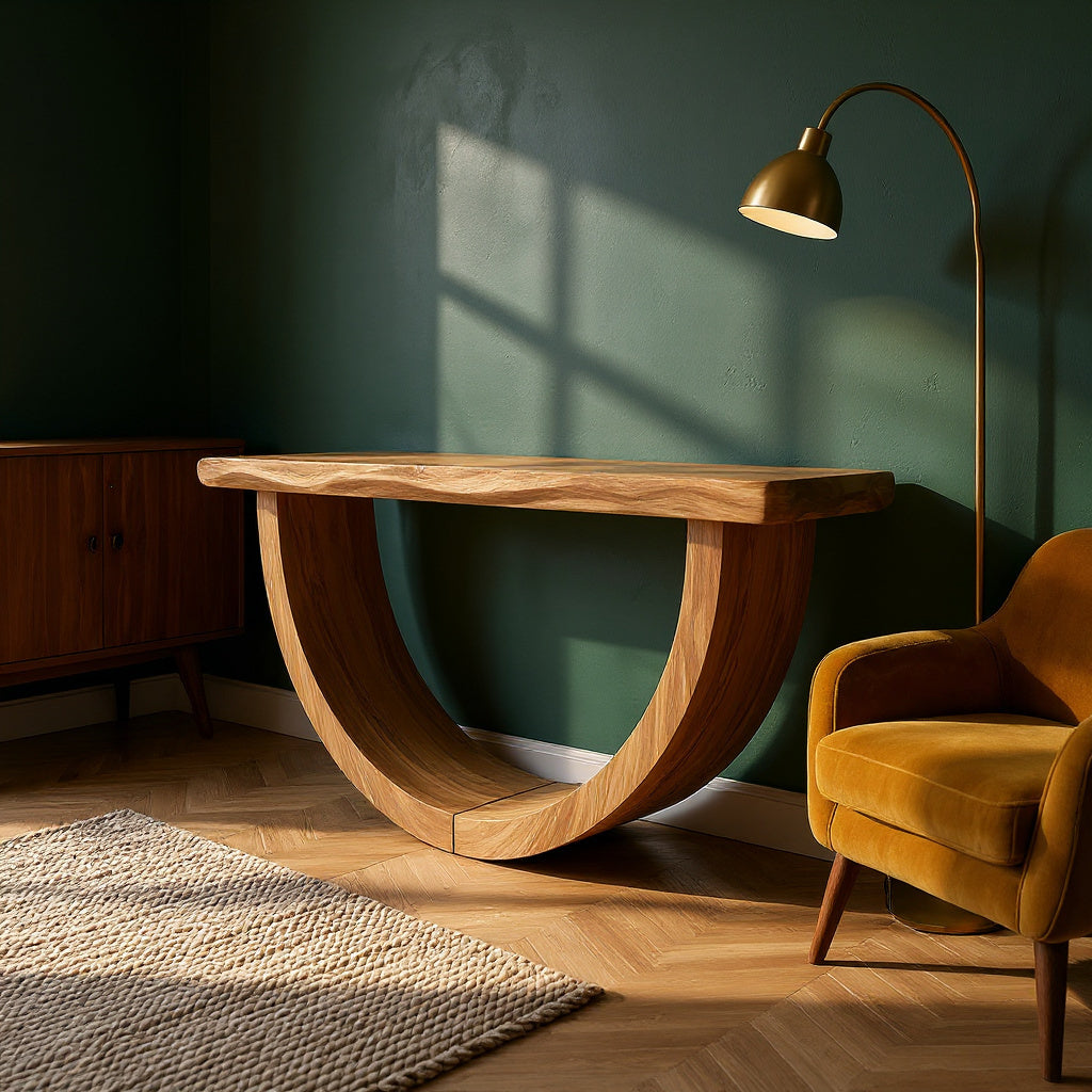 Artistic Wood Console Table For Gallery Interior