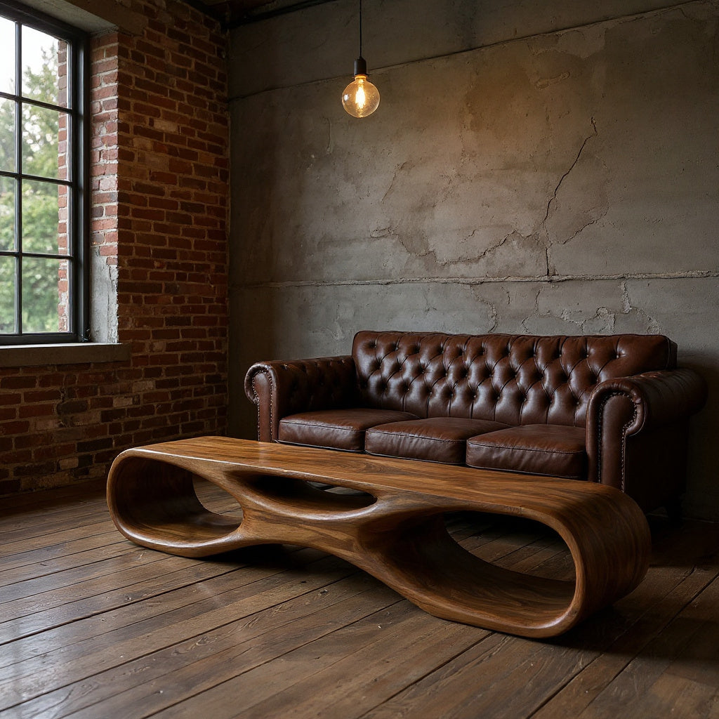Artistic Wooden Bench With Organic Shape For Hallway