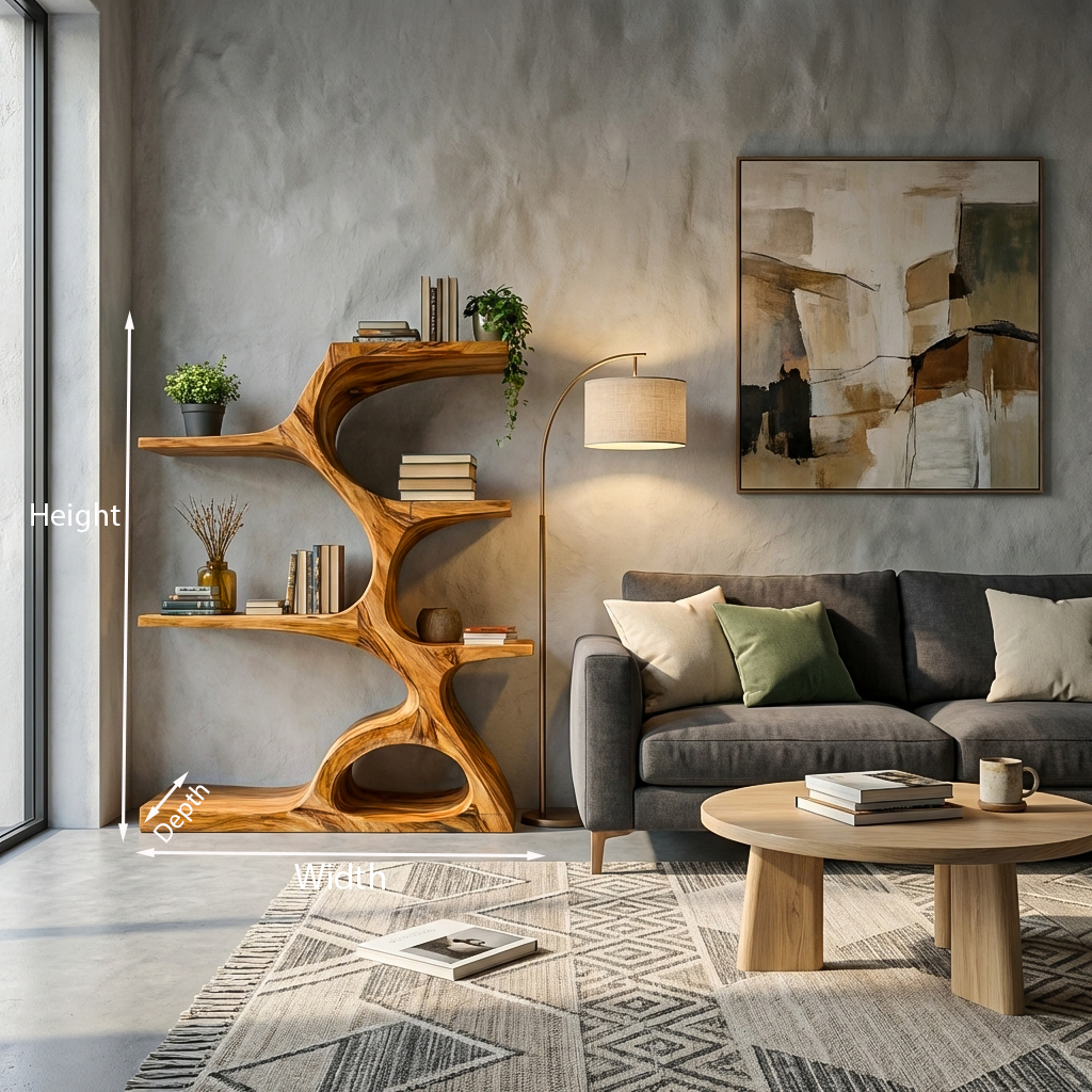 Artistic Curved Bookshelf For Contemporary Home