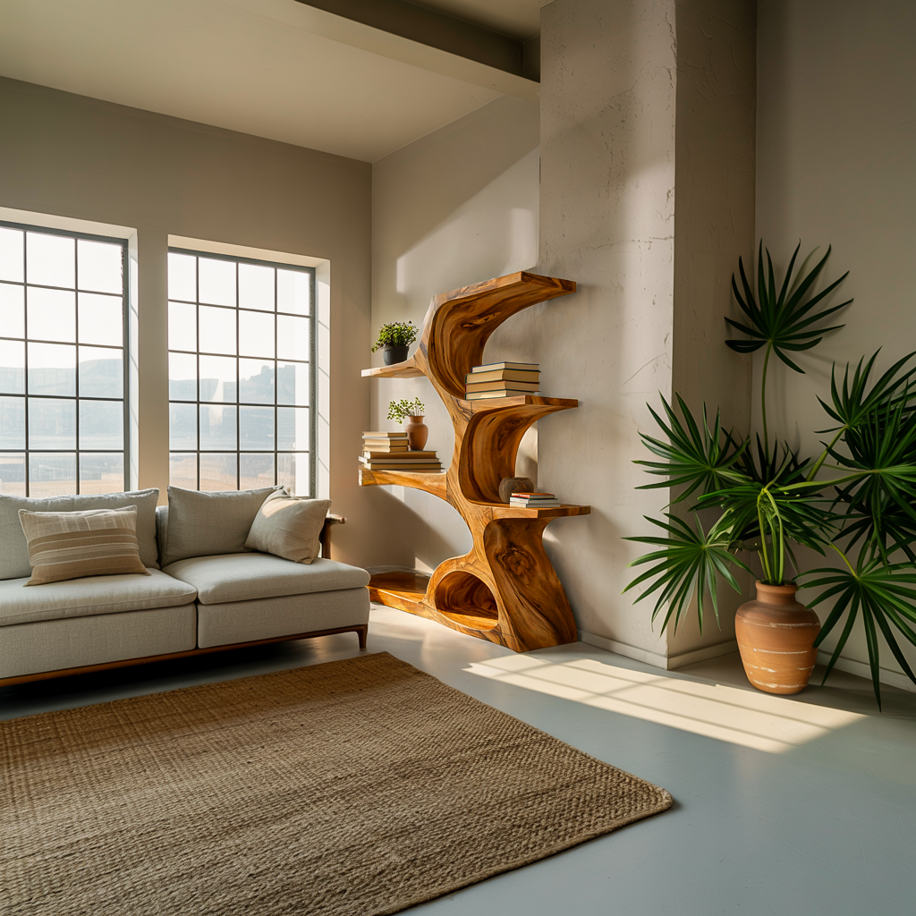 Artistic Curved Bookshelf For Contemporary Home