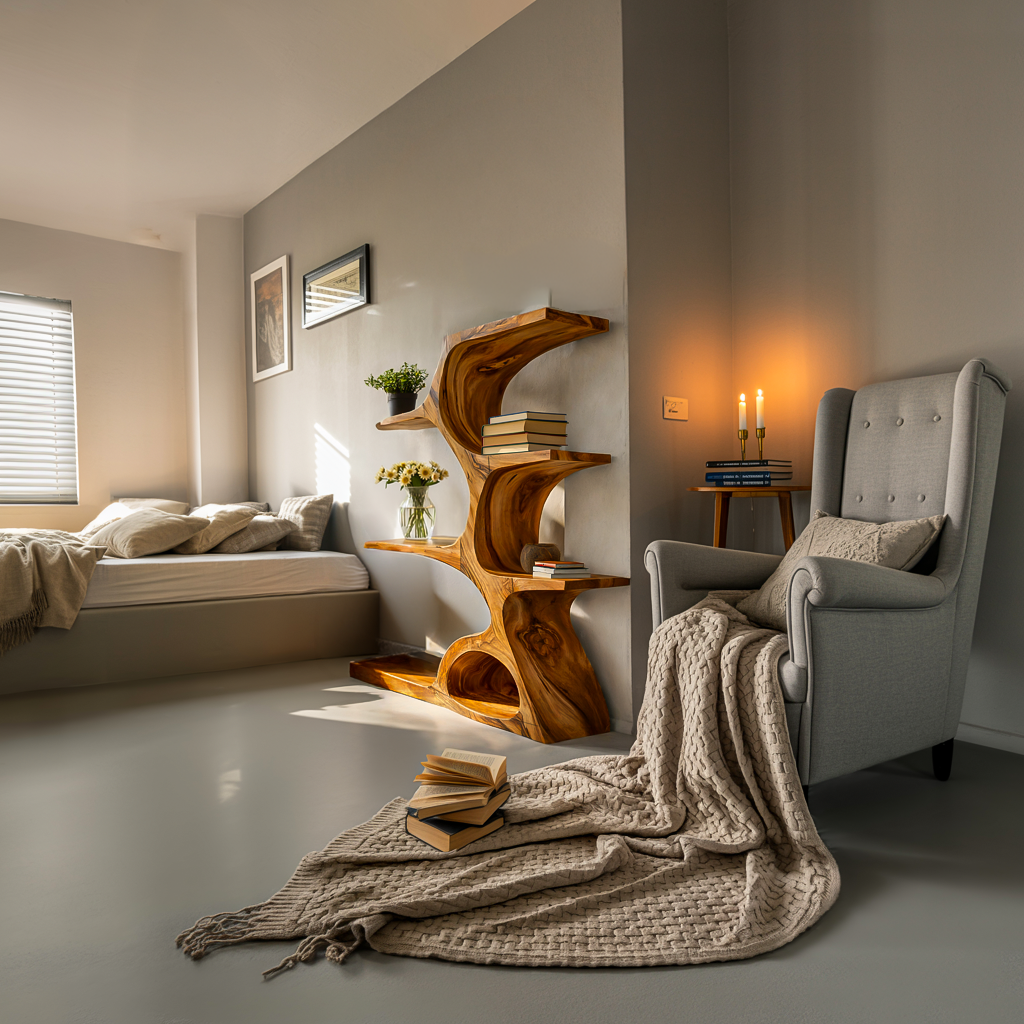 Artistic Curved Bookshelf For Contemporary Home