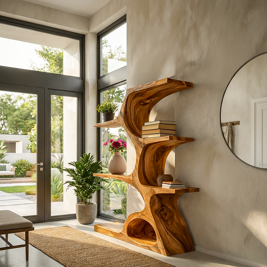 Artistic Curved Bookshelf For Contemporary Home