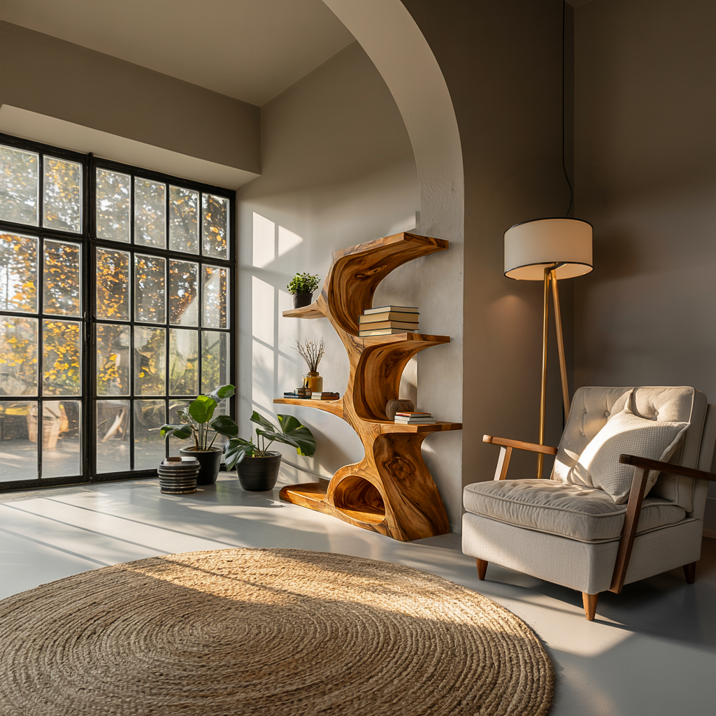 Artistic Curved Bookshelf For Contemporary Home