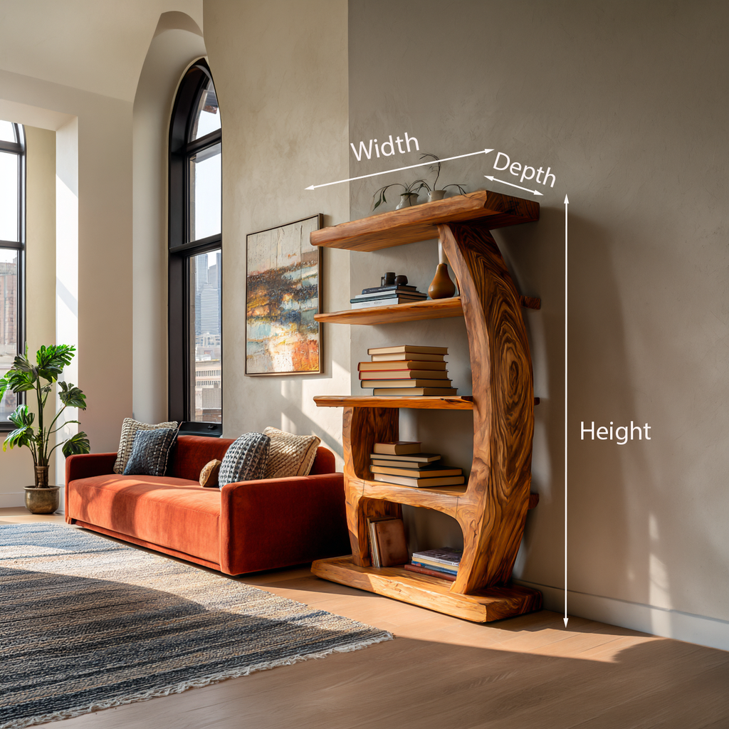 Artistic Bookshelf With Tiers For Living Room