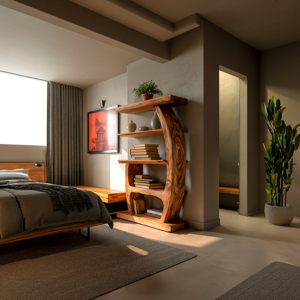 Artistic Bookshelf With Tiers For Living Room