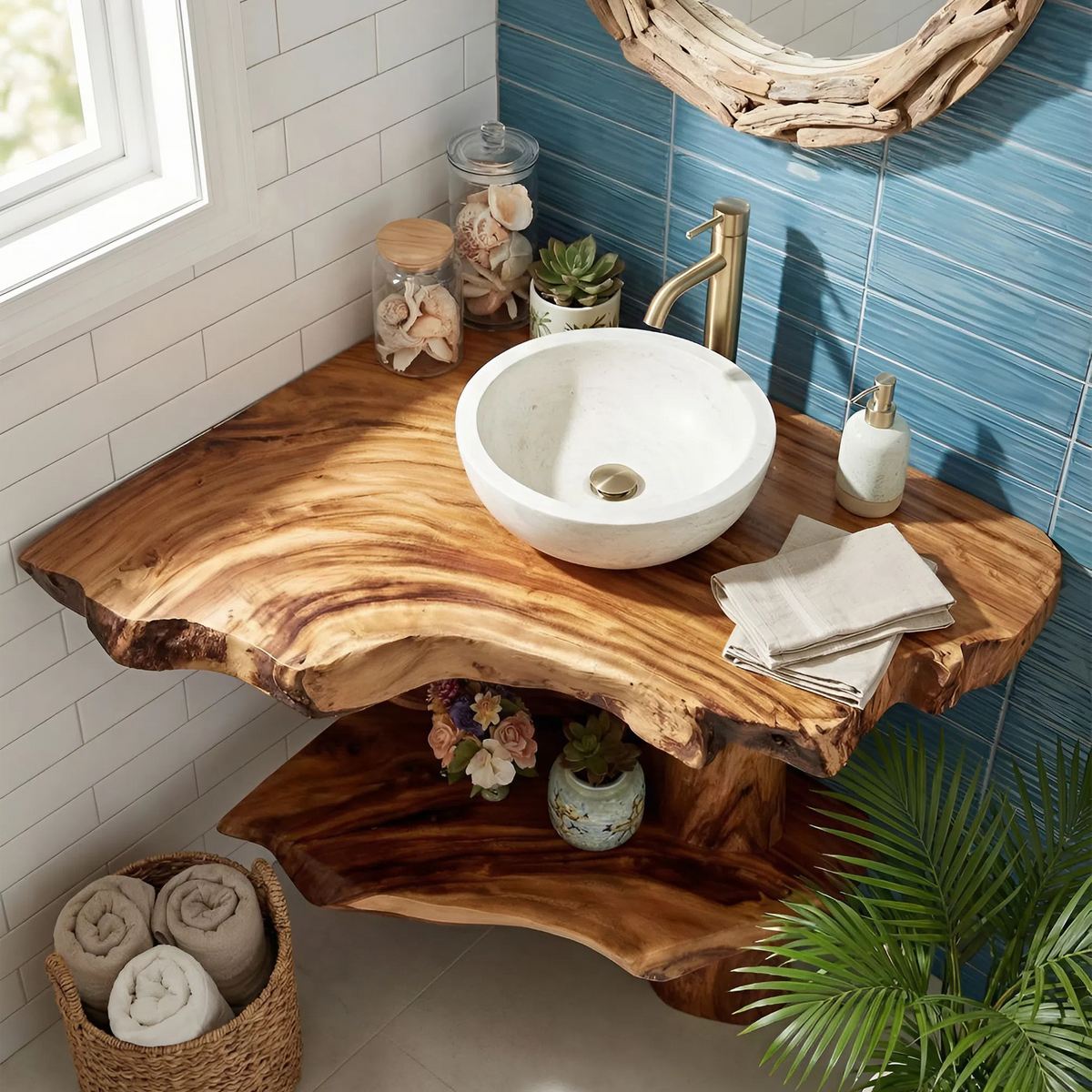 Contemporary Handmade Sink Vanity For Double Bathroom