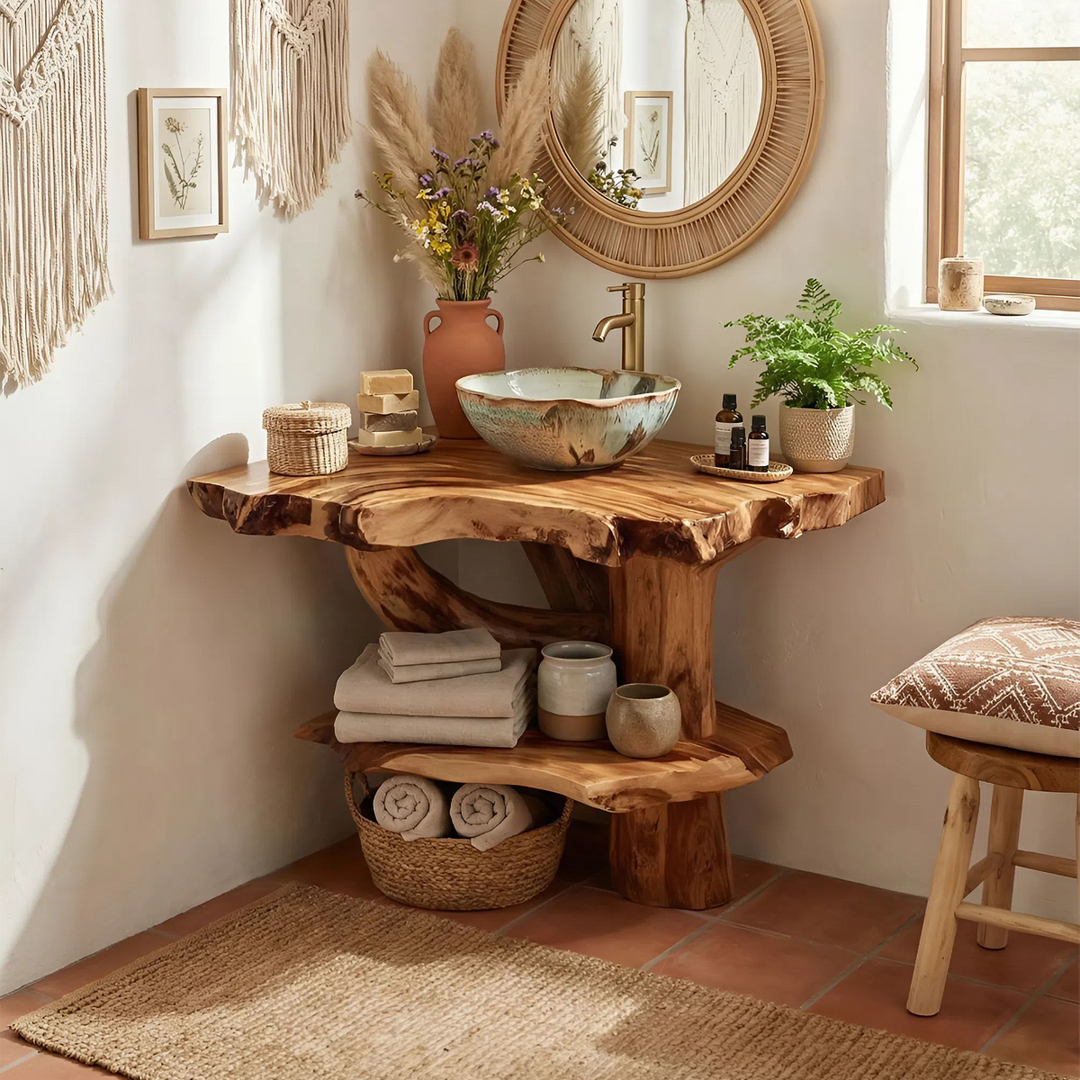 Contemporary Handmade Sink Vanity For Double Bathroom