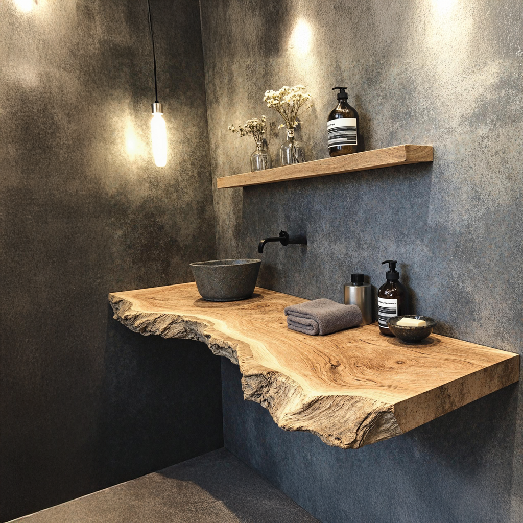 Bathroom Vanity Floating Shelf With Elegant Wooden Finish - view 2