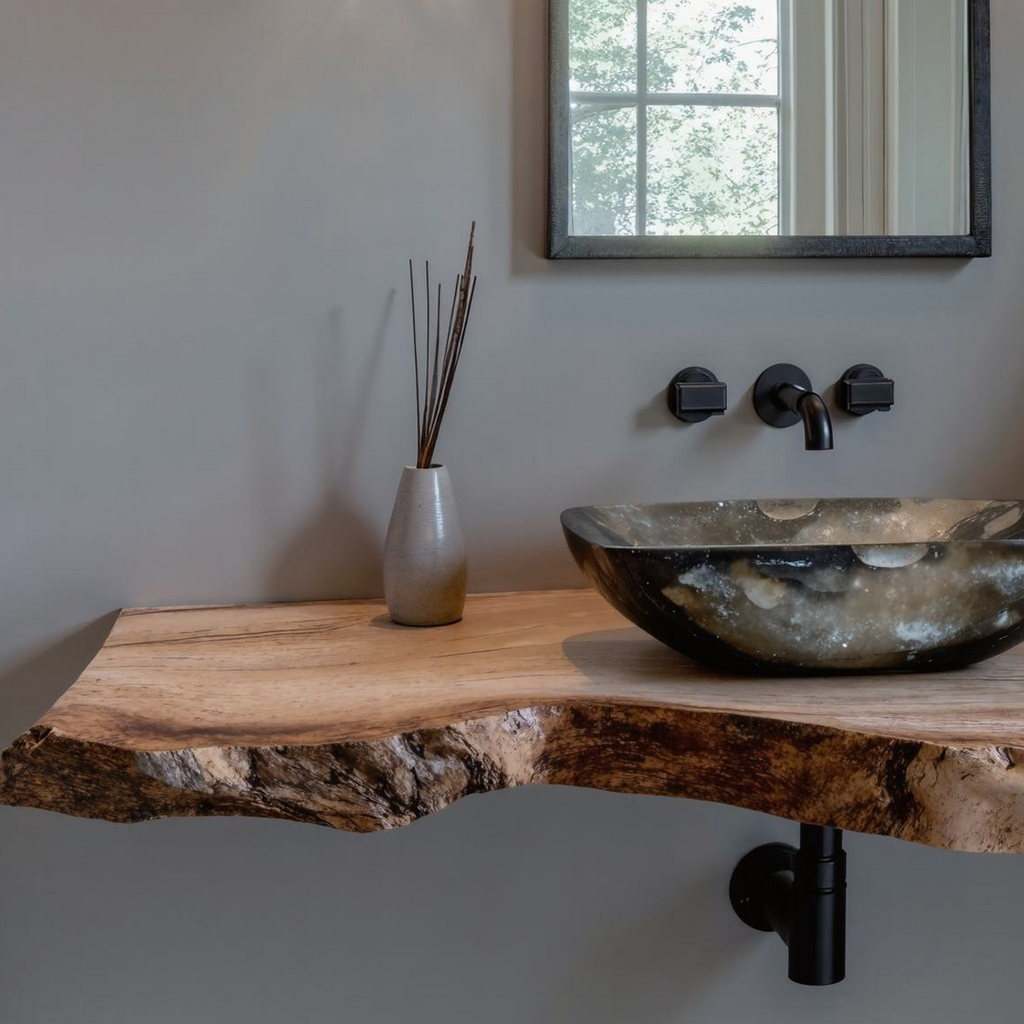 Custom Rustic Floating Bathroom Vanity Shelf With Rustic Charm