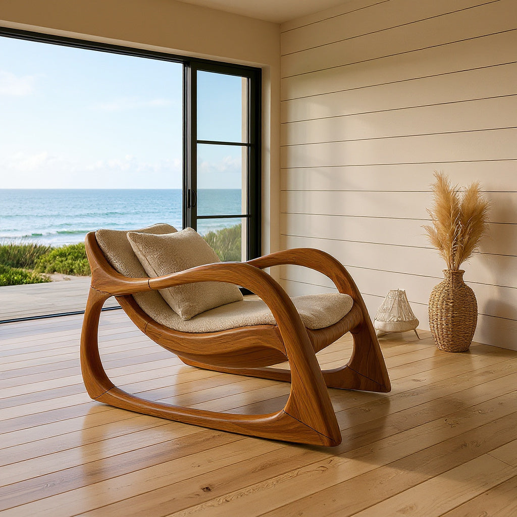 Biophilic Organic Accent Chair Tropical Sunroom