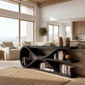 Contemporary Curved Wooden Console Table For Living Room